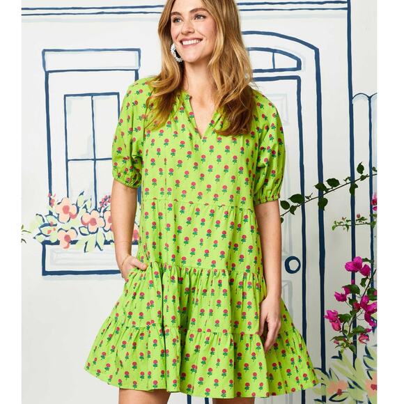 Printfresh Dress It's A Date Dress Bouquet of Roses Limeade - Picture 1 of 8